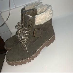 Army green combat boots